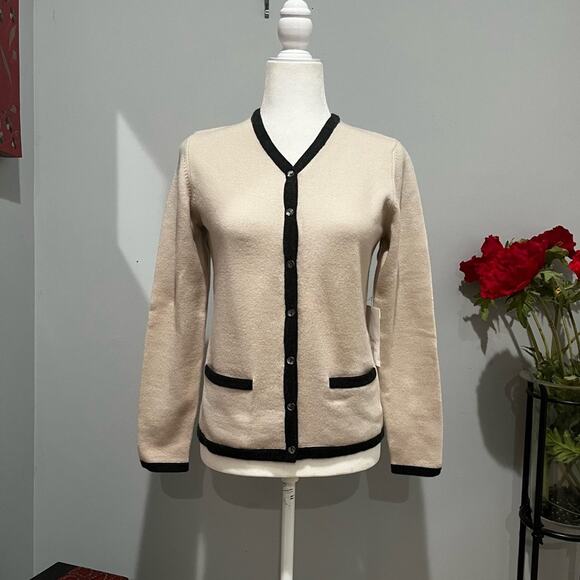 NEW CW Academia Wool V-neck Oversized Cardigan Sweater Cream Charcoal Sz… - Picture 10 of 16